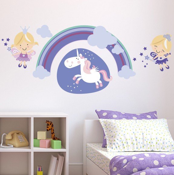 Vinilo Decorativo Adhesivo Unicornio Y Hadas Impresión