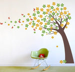 Vinilo Decorativo Adhesivo Arbol Inclinado Con Flores