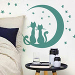 Vinilo Decorativo Adhesivo Gatos Luna