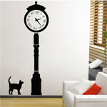 Vinilo Decorativo Adhesivo Reloj y Gato