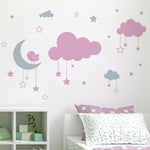 Adhesivos decorativos infantiles nubes lunas pajaros Colombia Bogota Medellin Cali Barranquilla Bucaramanga Cartagena