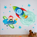 Vinilos decorativos infantiles avion estrellas cohete Colombia Bogota Medellin Cali Barranquilla Bucaramanga Cartagena Ibague