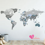 Vinilo adhesivos infantiles decorativos mapamundis continentes Colombia Bogota Medellin Cali Barranquilla Bucaramanga