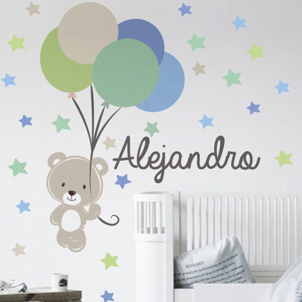 Adhesivos infantiles vinilos decorativos osos globos estrellas nombres Colombia Bogota Medellin Cali Barranquilla Bucaramanga