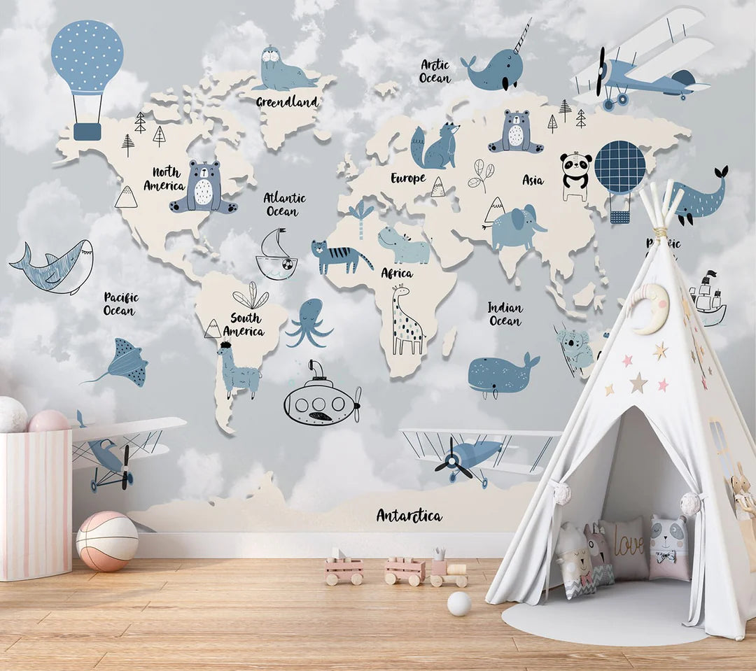 Papel Tapiz "Mapamundi Explorador"