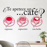 Vinilo Decorativo Adhesivo Te apetece café 2 colores