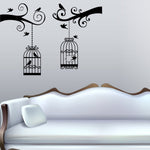 Vinilo Decorativo Adhesivo Jaulas con Ramas y Pájaros