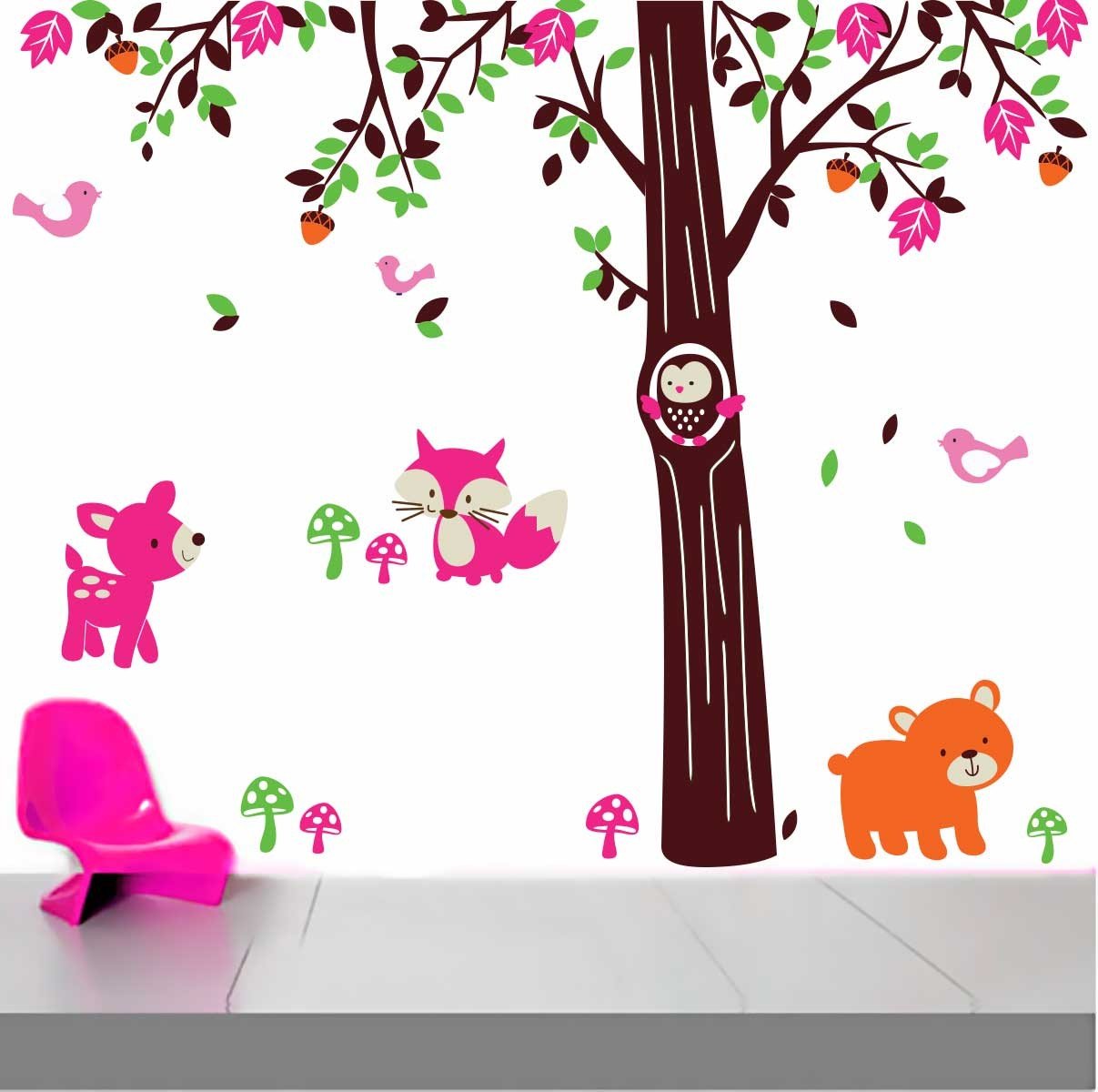 Adhesivos decorativos infantiles arbol buho ardilla Colombia Bogota Medellin Cali Barranquilla Bucaramanga Cartagena Ibague