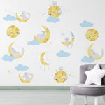 Vinilo Decorativo Adhesivo Gatos Y Lunas Impresión