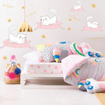 Vinilo Decorativo Adhesivo Gatos Y Estrellas Impresión