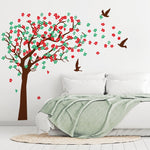 Vinilo Decorativo Adhesivo Arbol Con Flores Y Pájaros