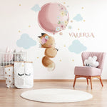 Vinilo Zorro y Globo Nombre Personalizado Niña Impresión
