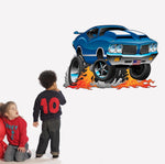 Vinilo Decorativo Adhesivo Carro Fuego Impresión