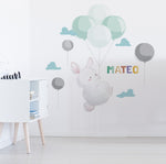 Vinilo Decorativo Adhesivo Conejo Nombre Personalizado Impresión