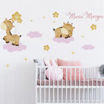 Vinilo Decorativo Adhesivo Jirafas Bebe Niña Impresión