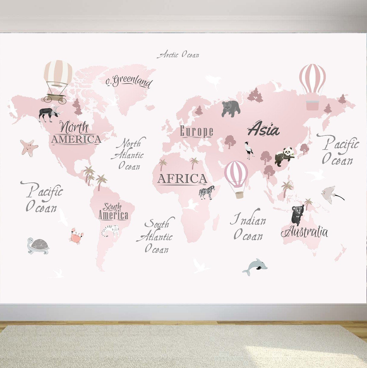 Vinilo Decorativo Adhesivo Mapa Infantil Niña Impresión