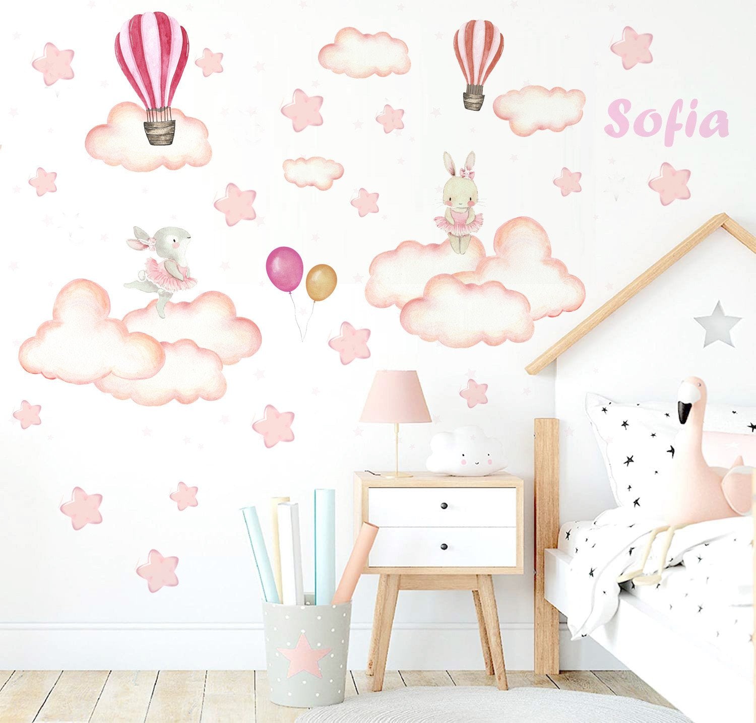 Vinilos Adhesivos Promo 2x1 Medidor y Oso Globos y Estrellas