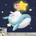 Vinilo adhesivo papel tapiz ballena conejo
