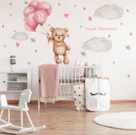 Vinilo Decorativo Oso Y Globos Niña Impresión