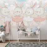 Papel Tapiz Vinilo Mural Conejas Ballet