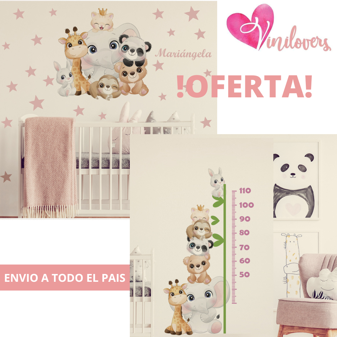 vinilos calcomanías stickers infantiles medidor animales