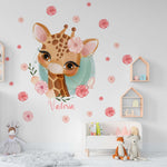 Vinilo Decorativo Adhesivo Jirafa y Flores