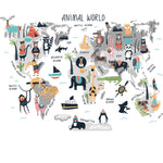 Vinilo mapa mundo de animales