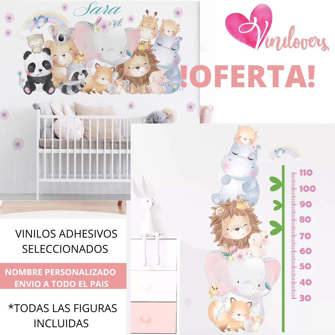 Vinilos Adhesivos Animales Flores Medidor Nombre