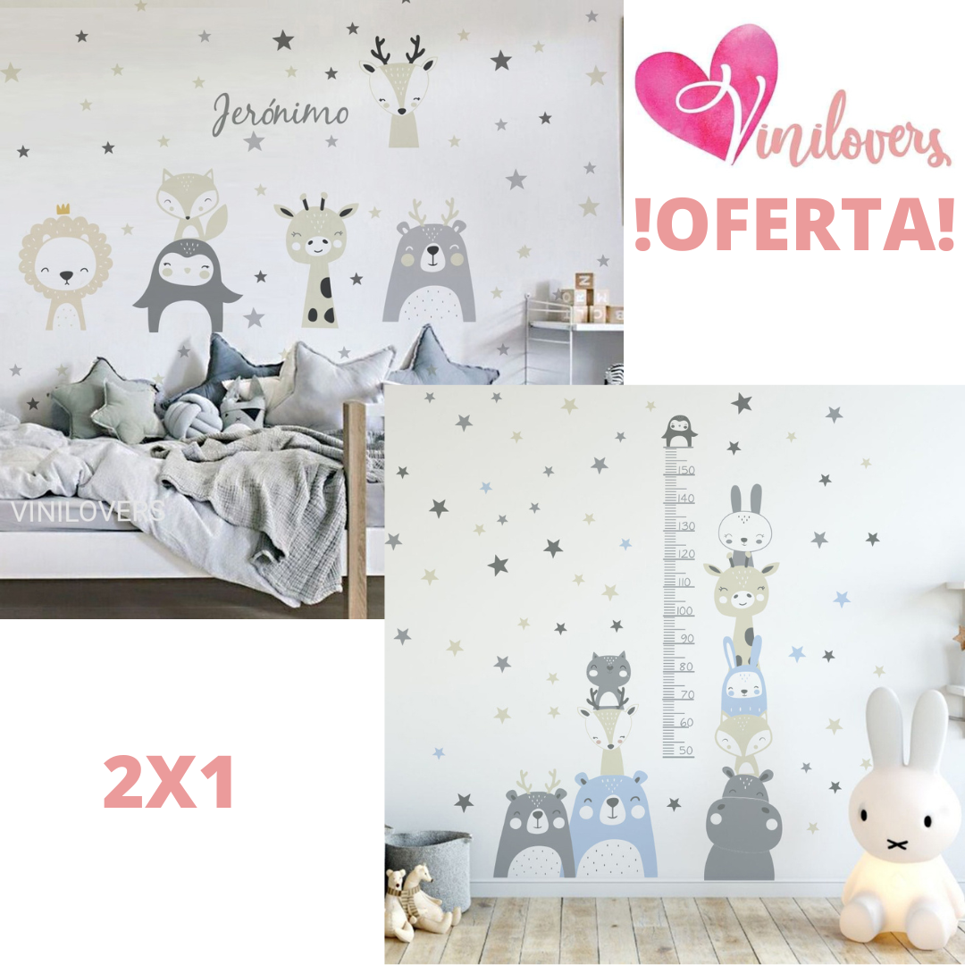 vinilo adhesivo infantil animales medidor cabezas