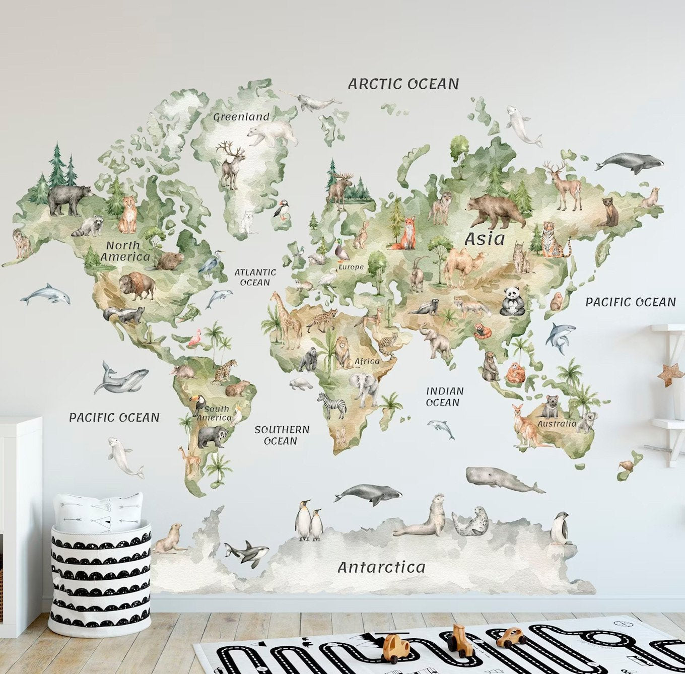 Vinilo Mapamundi Infantil de Animales
