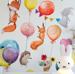 Vinilo Decorativo Adhesivo Animales Y Globos Acuarela Impresión