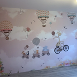 Papel Tapiz Infantil Vinilo Adhesivo Globos y Animales