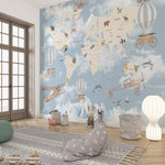 Papel Tapiz Adhesivo Mapamundi Infantil Montañas