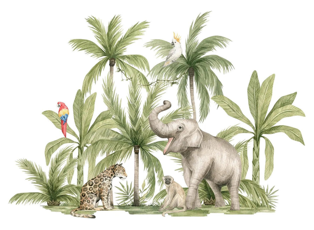 Papel Tapiz Adhesivo Zafari Infantil de Animales de la Selva
