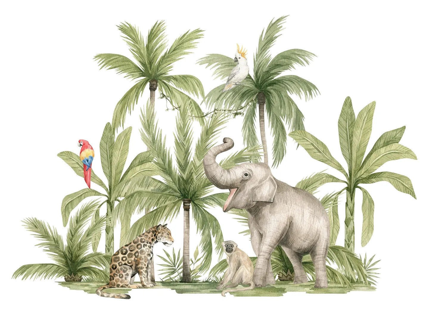 Papel Tapiz Adhesivo Zafari Infantil de Animales de la Selva