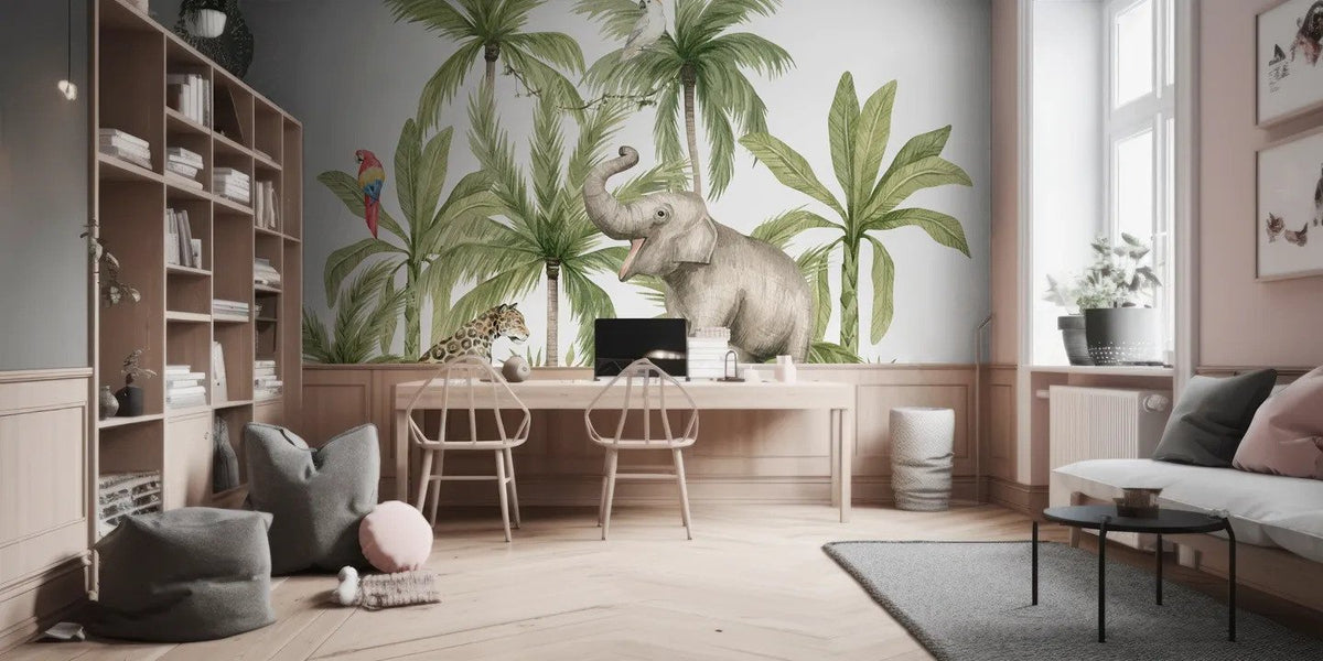 Papel Tapiz Adhesivo Zafari Infantil de Animales de la Selva