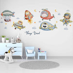 Animales nubes estrellas globo aviones y nave