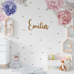 Peonias Acuarela Puntos y Nombre Personalizado Impresión