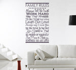 Vinilo Decorativo Adhesivo. Frases reglas de familia Colombia Bogota