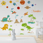 Vinilo Decorativo Adhesivo Papel Tapiz Dinosaurios y Espacio