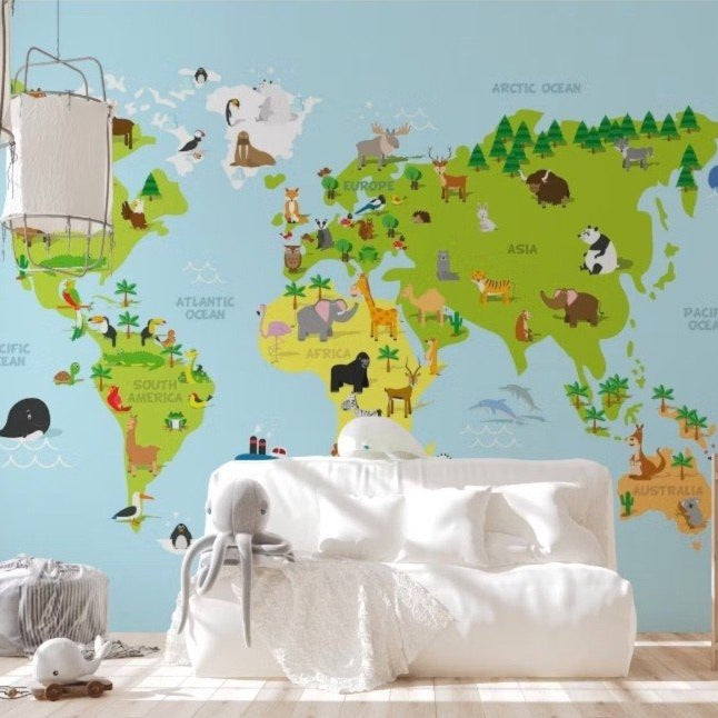 Papel Tapiz "Mapa Naturaleza animal"