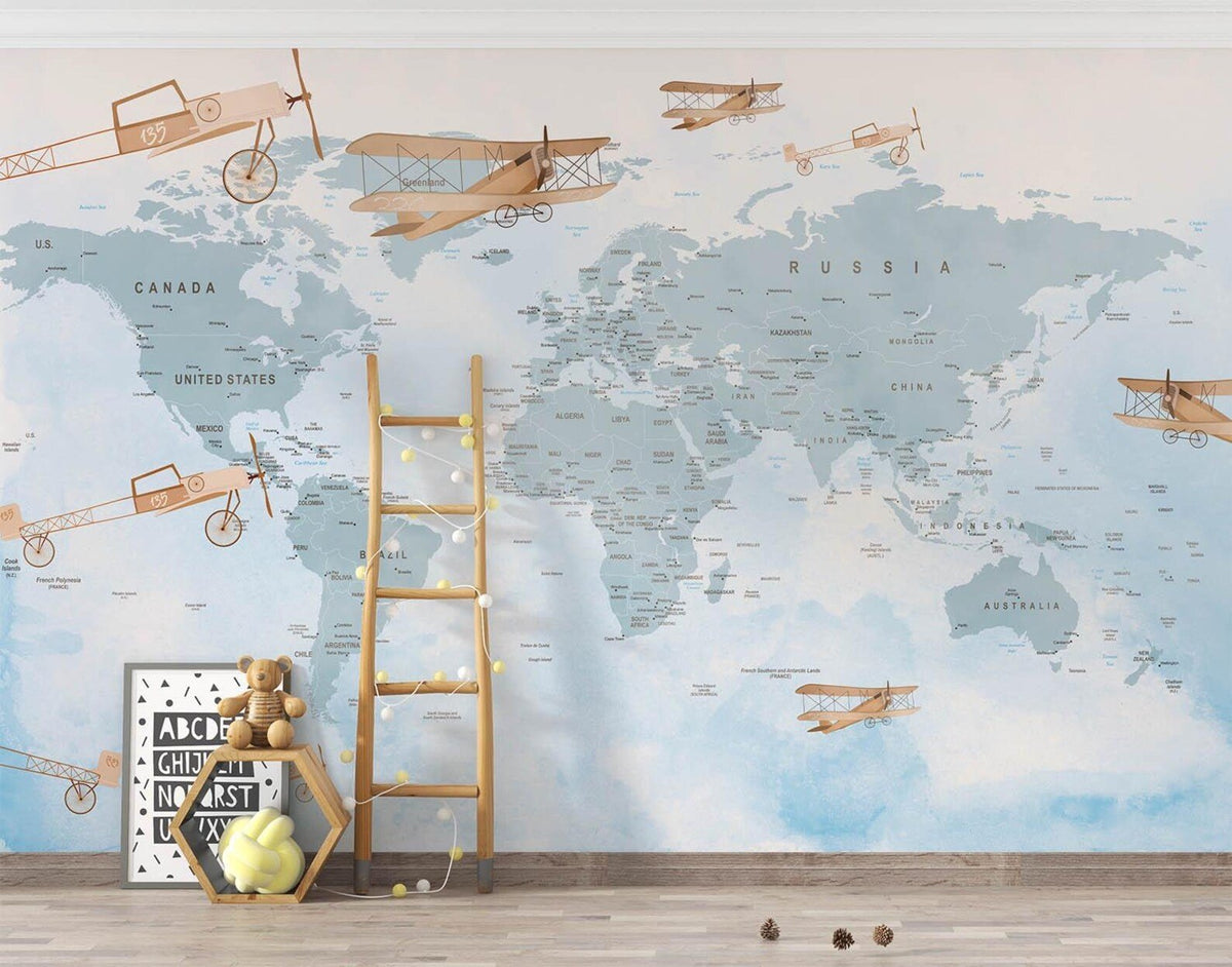 Papel Tapiz "Mapa politico aviones"
