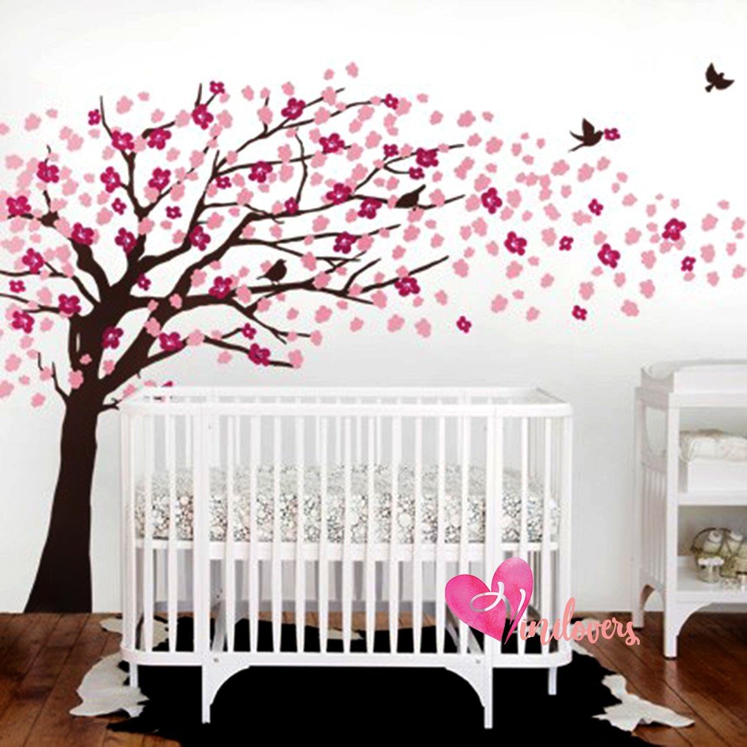 Adhesivos infantiles en vinilo decorativo arboles flores pajaros