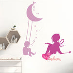 Vinilo Decorativo Adhesivo Hadas En La Luna