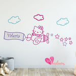 Adhesivos infantiles en vinilo decorativo hello Kitty Avion nubes Colombia Bogota Medellin Cali Barranquilla Bucaramanga