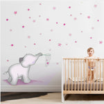 Vinilo Decorativo Adhesivo Elefantes Estrellas Niña Impresión
