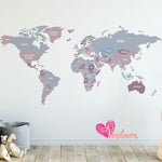 Vinilo adhesivos infantiles decorativo mapas continentes mapamundis Colombia Bogota Medellin Cali Barranquilla Bucaramanga