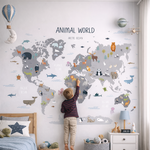 Vinilo Mapamundi Infantil de Animales