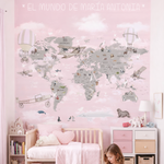 Papel Tapiz Mapa (Cotiza a Medida) Gris Rosa