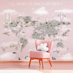 Papel Tapiz Mapa (Cotiza a Medida) Gris Rosa